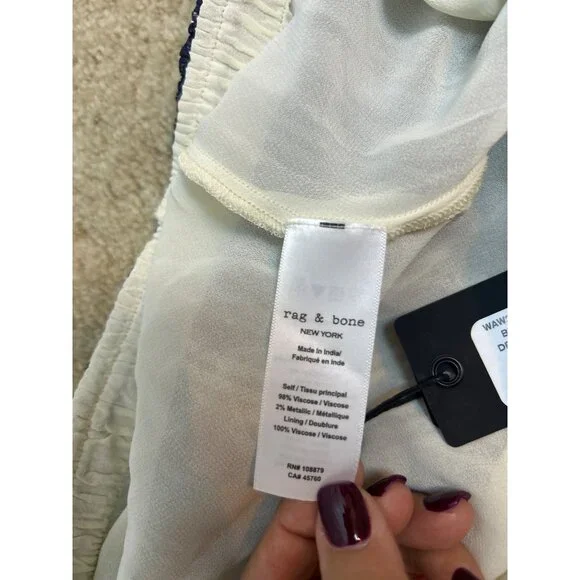 NWT Rag & Bone Delaney Witchy Boho Whimsigoth Metallic Navy Beige Maxi Skirt M - Picture 10 of 12